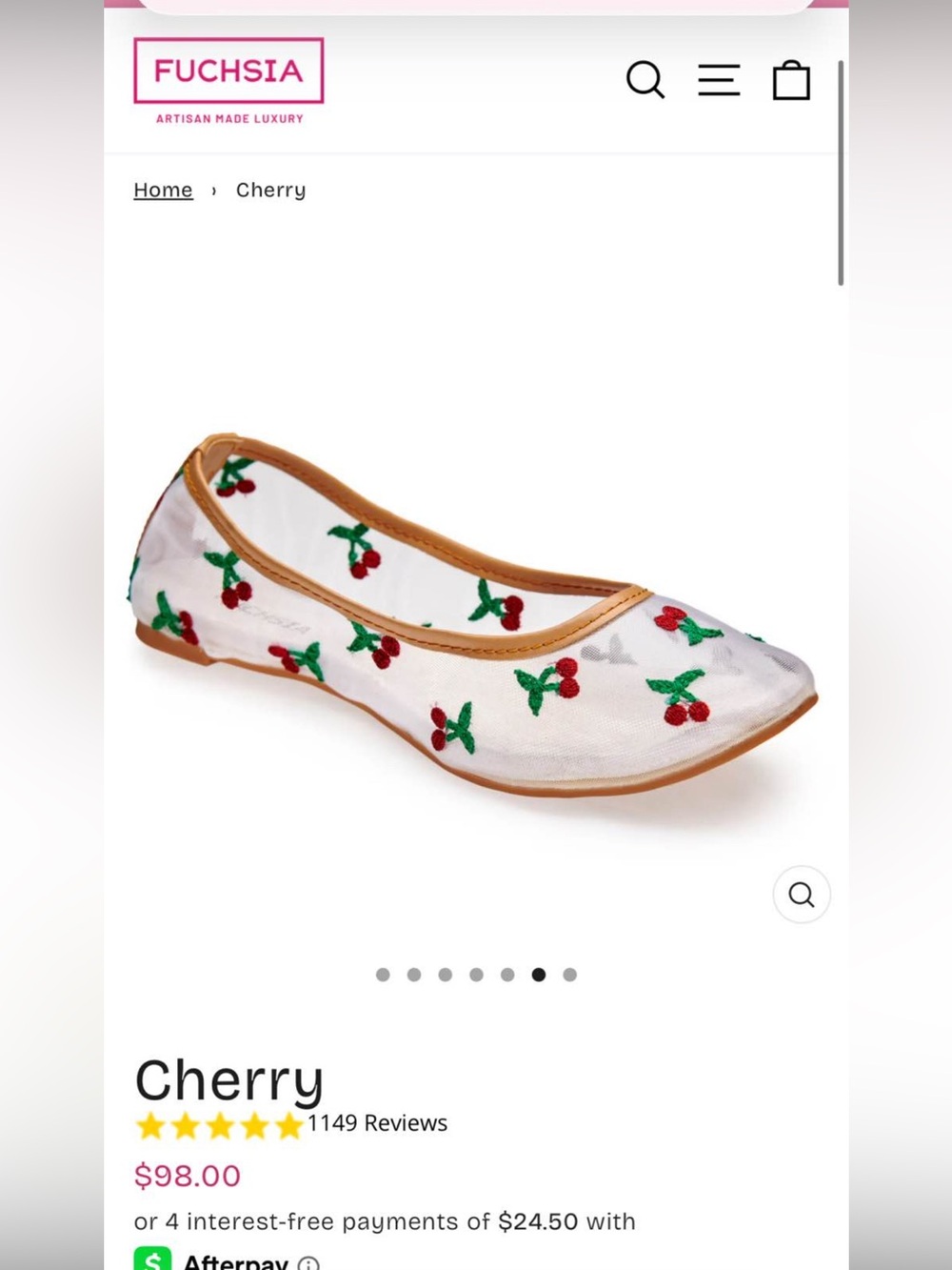 BNWT women’s size 7 wide Cherry embroidered Fuchsia flats